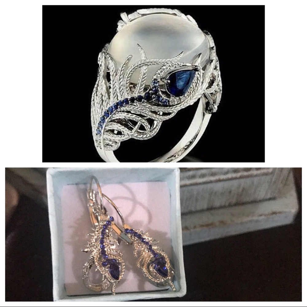 Beautiful sterling silver earrings and ring set